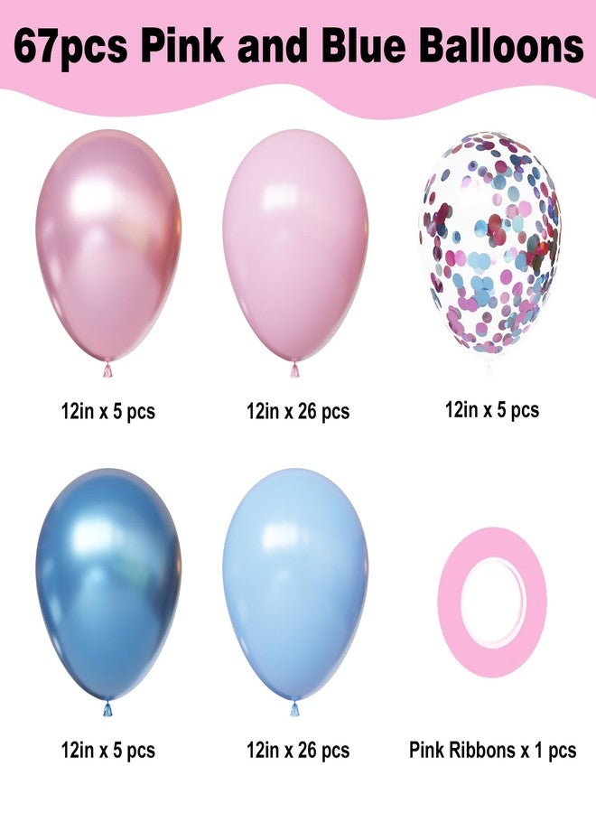YMSZ Pink and Blue Balloons, 67 12 Inch Metallic Pink and Blue Balloon, Gender Reveal Balloons for Boy or Girl Gender Reveal Decorations Birthday Party Baby Shower Anniversary Decoration - Image 2